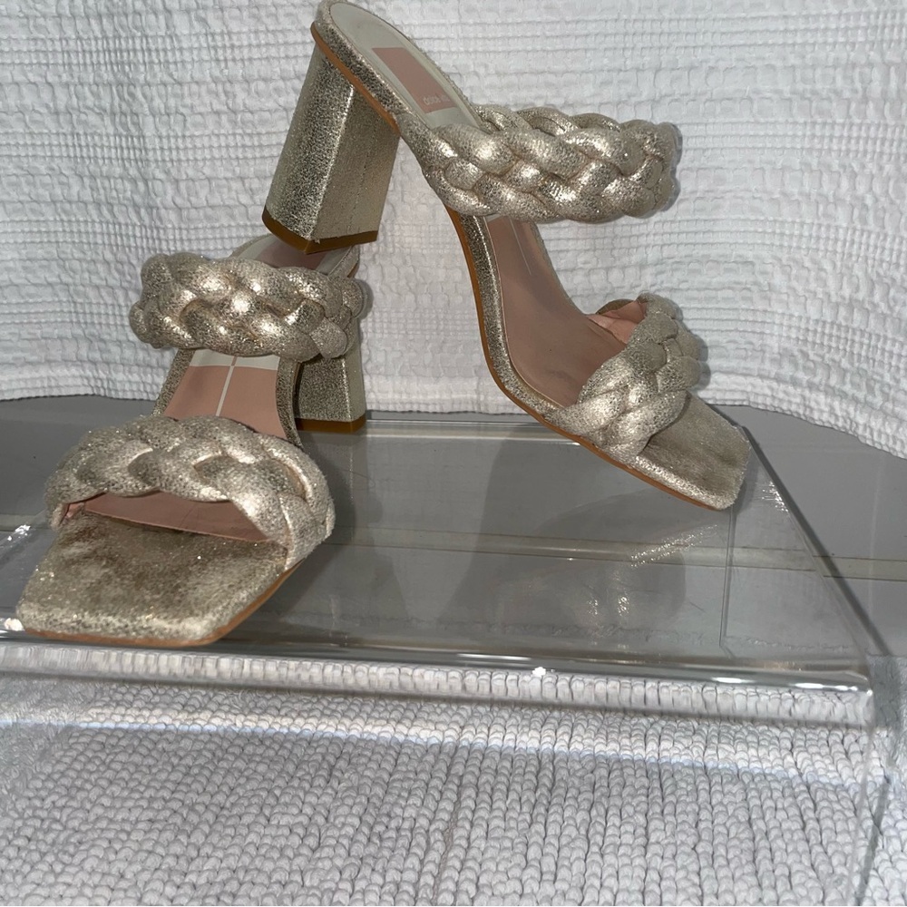 Gold Dolce Vita braided heels
